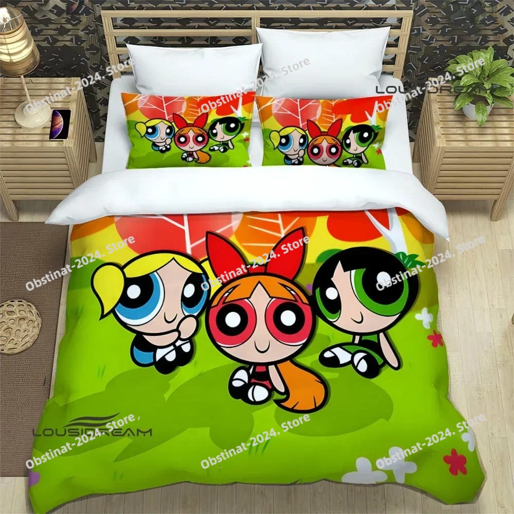 3D Printing Quilting - ثلاثية الأبعاد P-Powerpuff-Girls الكرتون طقم سرير